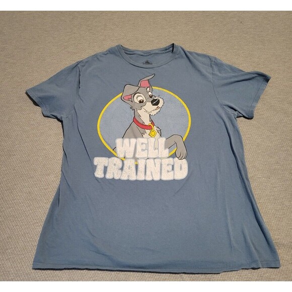 Disney Parks Lady and The Tramp “Well Trained” Blue Adult Shirt Size Large - Picture 2 of 6